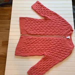 Chico’s Pink Sweater Cardigan Zip-Up Size 3 Good Condition